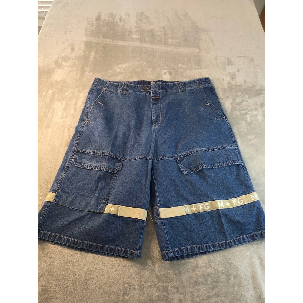 Marithe Francois Girbaud Denim Cargo Shorts Mens 44 Blue M+FG Shuttle Tape Vtg